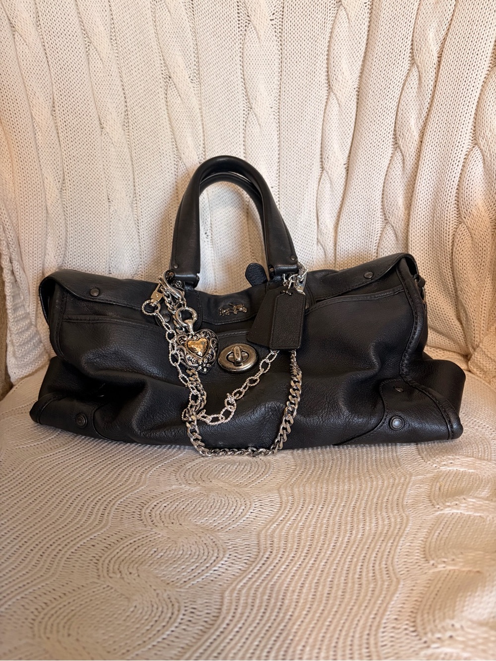 Coach Rhyder Satchel Soft Black Leather Gunmetal Hardware - Picture 3 of 12